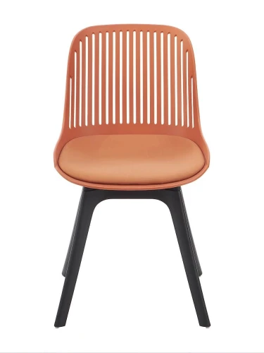 DC270 Стул пластиковый, ОРАНЖЕВЫЙ c подушкой, ноги черные
