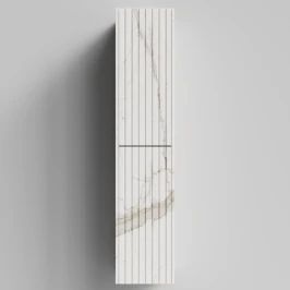 Пенал Тач 30 подвесной, Мрамор Белый натур милк ПВХ 2537, правый, бельевая корзина