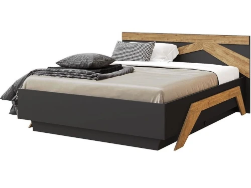 Кровать «Скандинавия 1600» КМК 0905.1, Графит/Дуб Наварра