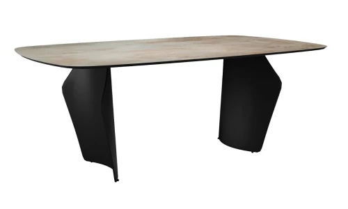 Стол DikLine KU180 керамика мрамор SH1683 матовая/опоры черные (2 уп)