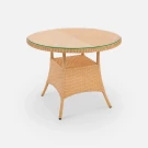 Стол Kipr D940 СТ Индийское дерево, RAL 1014, CT.Прозрачное из искусственного ротанга