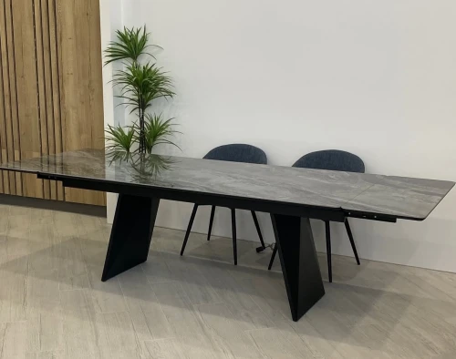Стол ШЕРЛ  220 CRYSTAL ONIX BIANCO, керамика / Латте каркас М-City