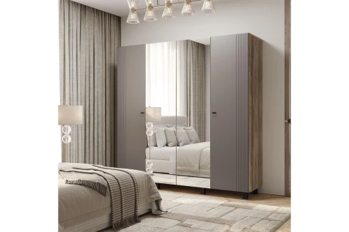 Шкаф 4-х створчатый Олива ШК-13, Дуб каньон, Муссон софт