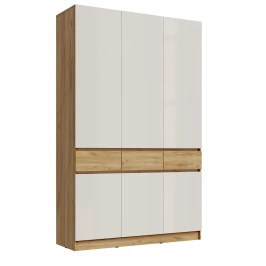 Шкаф трехстворчатый Роджина, Дуб крафт, Белый глянец