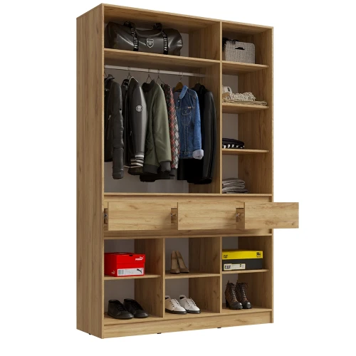 Шкаф трехстворчатый Роджина, Дуб крафт, Белый глянец