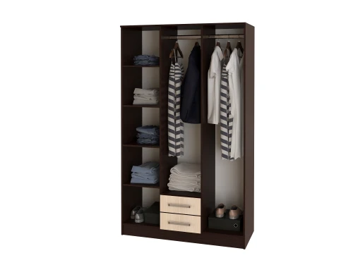 Шкаф трехстворчатый Фиеста, Дуб беленый, Венге