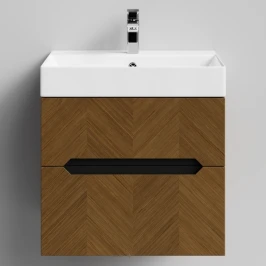 Тумба Элато 60 подвесной, Дуб цвет 5 Vodok с раковиной в комплекте