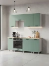 Готовый кухонный гарнитур МК Аленушка 2м Орешник Матовая Мята,скоба черный,сонома (без столешницы)