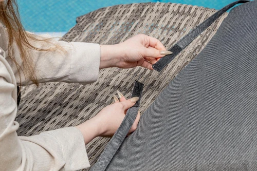 Шезлонг AGATA серый с матрасом