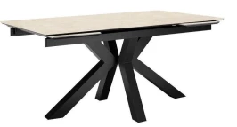 Стол DikLine SFE160 Керамика Krater Perla (бежевый матовый)/подстолье черное/опоры черные (2 уп.)