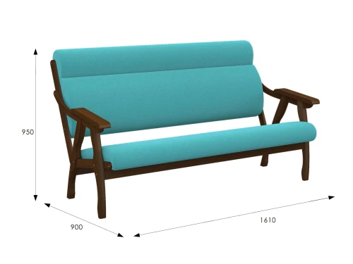 Диван Вега 10 ткань бирюза, каркас орех