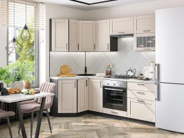 Угловая модульная кухня Лофт-03 Cream Silk Graphite 2140*1200/2200*600