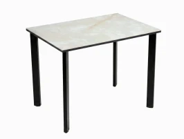 Стол DikLine DKT90 Керамика глянец белый Icelandic white jade (Ostra Bianco Light)/подстолье черное/опоры черные