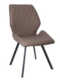 DC233 Стул мягкий поворотный 360, ТЕМНО-БЕЖЕВЫЙ экокожа, каркас металл, черный КВАДРАТ