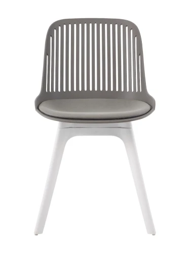 DC270 Стул пластиковый, СЕРЫЙ c подушкой, ноги белые