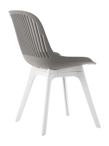 DC270 Стул пластиковый, СЕРЫЙ c подушкой, ноги белые