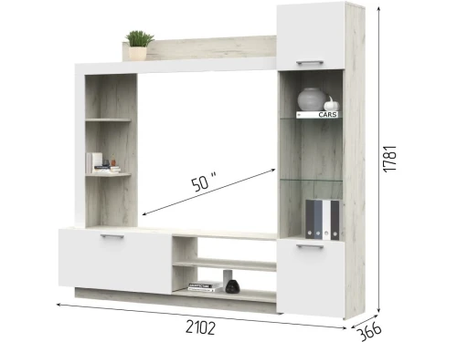 Стенка «Онтарио», Софт вайт/Дуб крафт белый