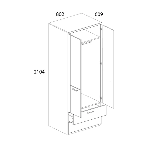 DOORSET, Шкаф 2DG2S. Цвет ДУБ НАВАРРА