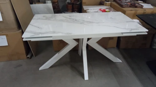 Стол Кентукки 3 140 БЕЛЫЙ МРАМОР, стекло / БЕЛЫЙ, М-City