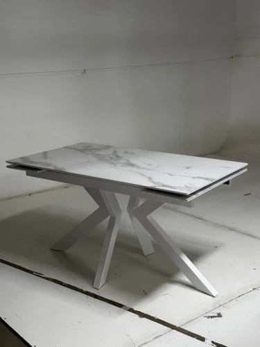 Стол Кентукки 3 140 БЕЛЫЙ МРАМОР, стекло / БЕЛЫЙ, М-City