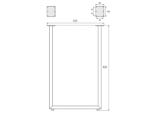 Подстолье Лофт П-образное регулируемое Черный муар 820