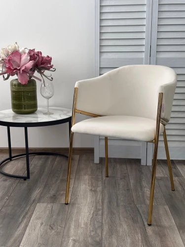 Стул DILL MOMO-01 молочный, велюр "беспальчиковый"/ золотой каркас М-City