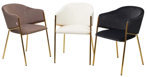 Стул DILL MOMO-01 молочный, велюр "беспальчиковый"/ золотой каркас М-City