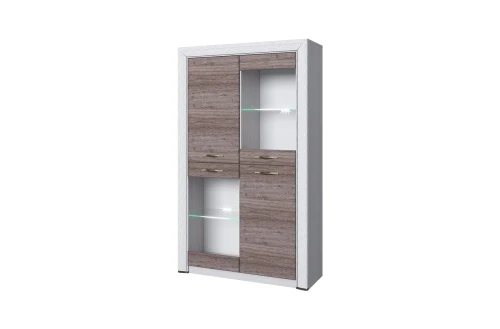 Шкаф-витрина 2V2D, OLIVIA, цвет вудлайн крем/дуб анкона