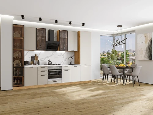 Кухонный гарнитур Фрейм-06 Cream Silk Дуб Вотан