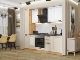 Кухонный гарнитур Нео-02 White Silk/Cream Silk