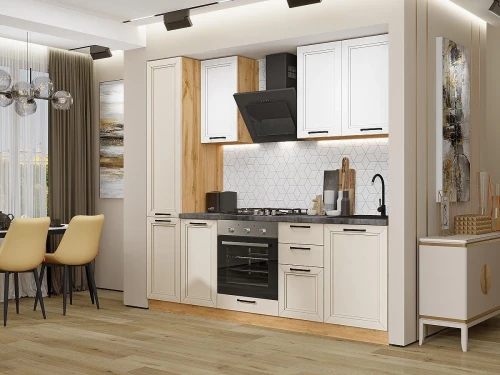Кухонный гарнитур Нео-02 White Silk/Cream Silk