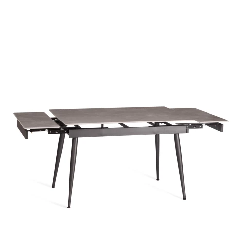 Стол обеденный Lord Grey/Лорд Грей столешница керамика (матовая) /опоры металл, светло-серый/чёрный, (120+30+30)x80x75(+1) см