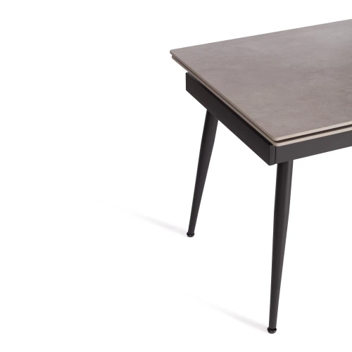 Стол обеденный Lord Grey/Лорд Грей столешница керамика (матовая) /опоры металл, светло-серый/чёрный, (120+30+30)x80x75(+1) см