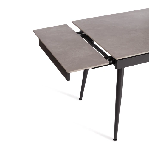 Стол обеденный Lord Grey/Лорд Грей столешница керамика (матовая) /опоры металл, светло-серый/чёрный, (120+30+30)x80x75(+1) см