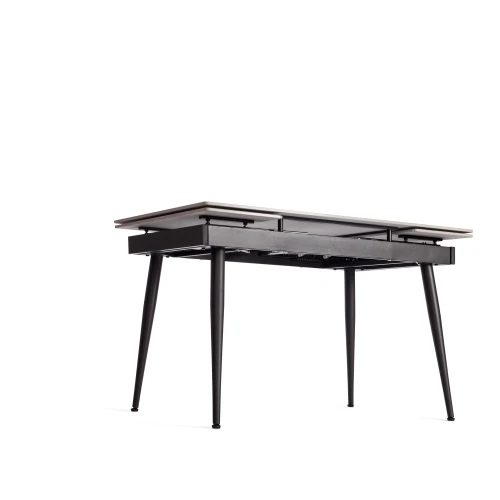 Стол обеденный Lord Grey/Лорд Грей столешница керамика (матовая) /опоры металл, светло-серый/чёрный, (120+30+30)x80x75(+1) см