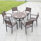 Комплект мебели из литого алюминия с ДПК стол D105 см ПОЛИВУД-2 + 6 кресел ПОЛИВУД-3 Комплект мебели из литого алюминия с ДПК стол D105 см ПОЛИВУД-2 + 6 кресел ПОЛИВУД-3
