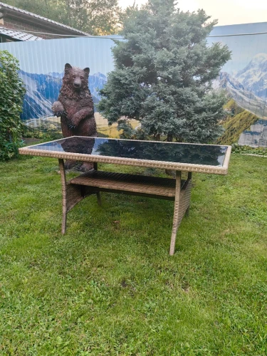 Обеденная группа плетеной мебели Албания + 2 кресла + двухместный диван Анкор Greige (серо-бежевая)