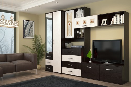 Шкаф двухдверный Белла, венге/ясень белый