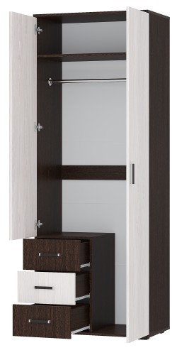Шкаф двухдверный Белла, венге/ясень белый