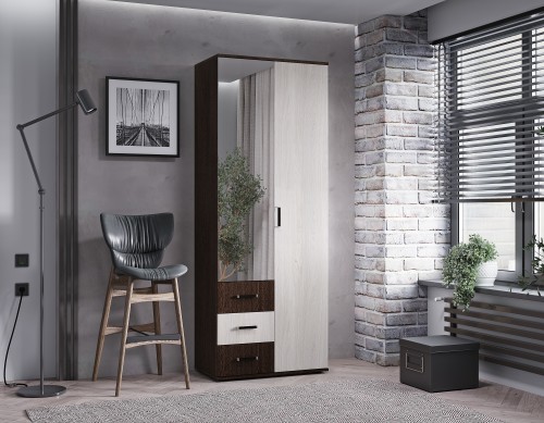 Шкаф двухдверный Белла, венге/ясень белый