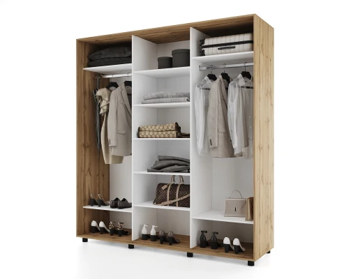 Шкаф-купе PRIME, 177х60х230 Дуб вотан с зеркалом