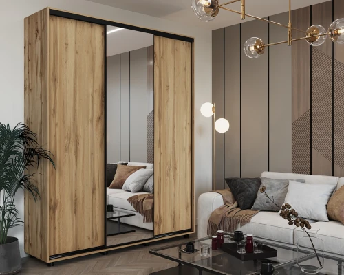 Шкаф-купе PRIME, 177х60х230 Дуб вотан с зеркалом