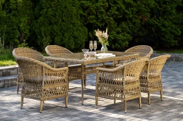 "Амароне" обеденная группа из искусственного ротанга на 6 персоны, цвет соломенный