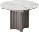 Стол АДАЖИО 115 КРУГЛЫЙ цвет МРАМОР (GILT WHITE), керамика / Латте каркас