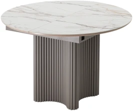 Стол АДАЖИО 115 КРУГЛЫЙ цвет МРАМОР (GILT WHITE), керамика / Латте каркас