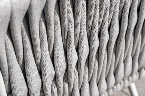 "Монако" лаунж-зона 4-местная из роупа со столом "Верона" (серый гранит), каркас светло-серый, роуп светло-серый