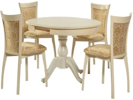 Обеденная группа (Стол Фабрицио-1 и 4 стула Тулон м/с), слоновая кость