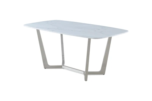 Стол обеденный Ланс Силвер DT-2852L,180х90х75 см, белый мрамор