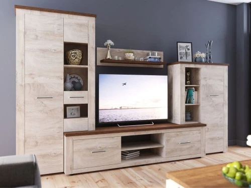 Стенка «Мэдисон», Дуб эндгрейн/дуб экспрессив бронзовый