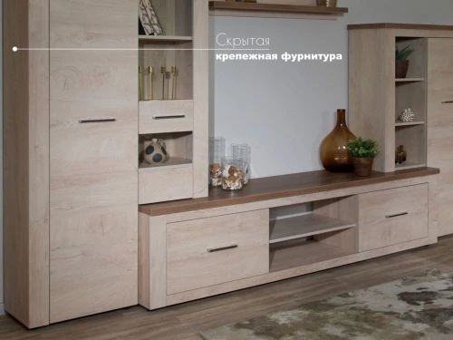 Стенка «Мэдисон», Дуб эндгрейн/дуб экспрессив бронзовый